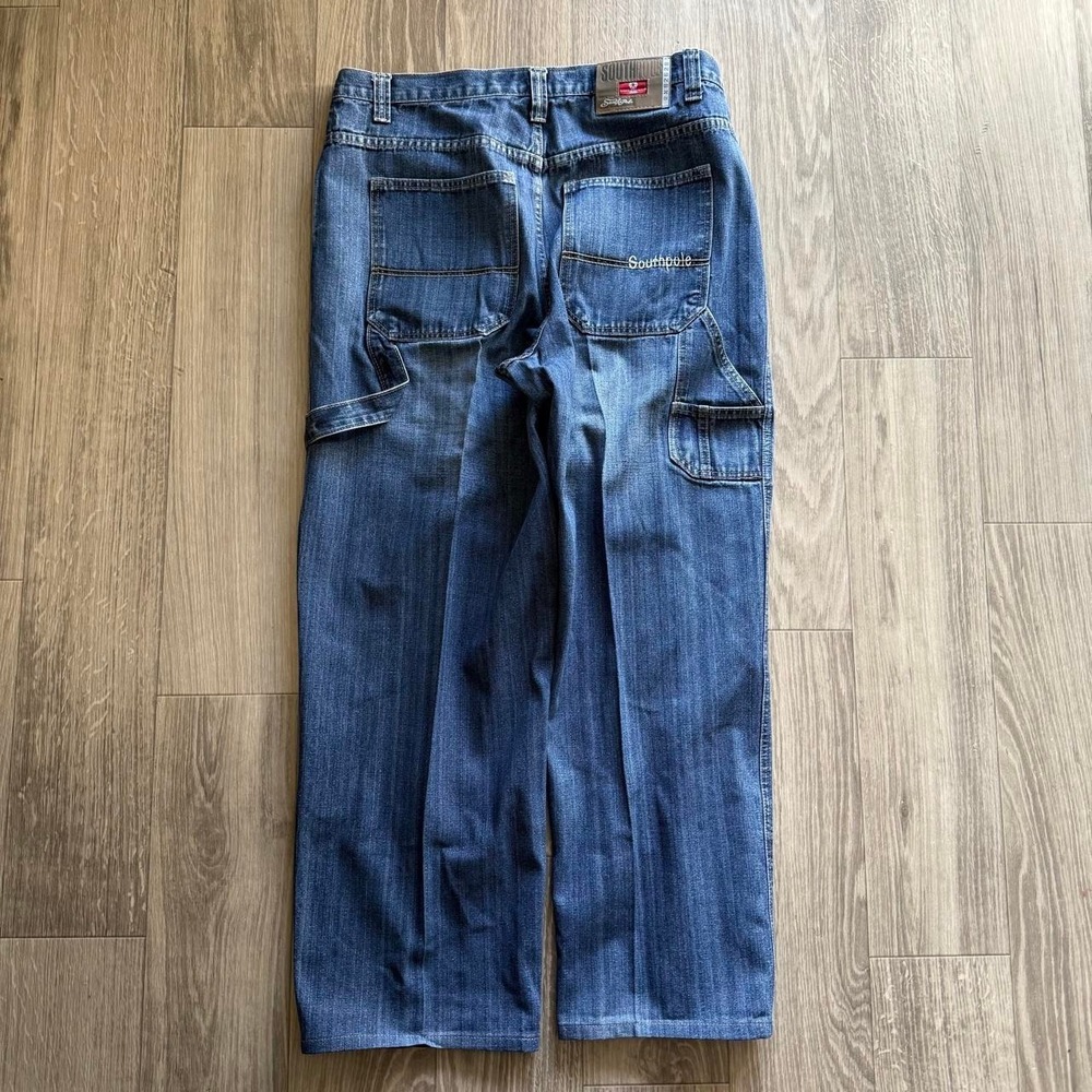 South Pole Red Tab  Baggy Jeans Mens 36 Medium Wash Blue Y2K Hip Hop Wide Leg